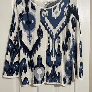 Chico's Blue and White Patterned Blouse